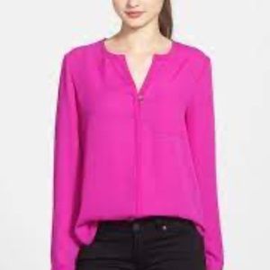GUESS women Kjenalyn cutout top bright hot Berry fuchsia Pink  M